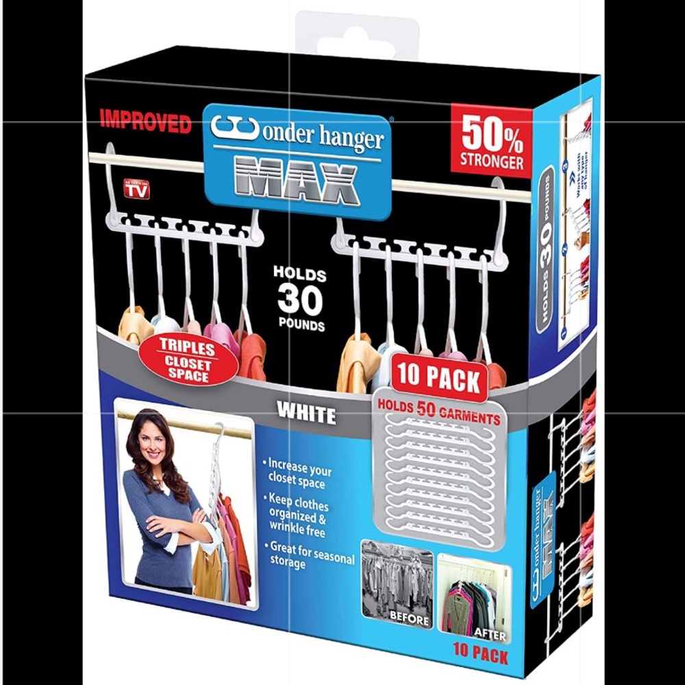 Wonder Hanger Max New & Improved, Pack of 10 – Triples Closet Space Holds 30lbs